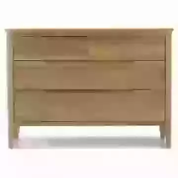 Oak Recessed Handles Curved Edges 4 Drawer Wide Chest